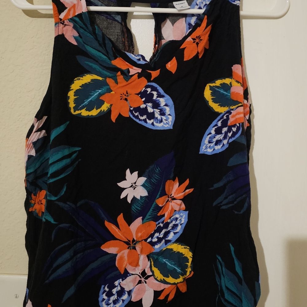 Old Navy Black Floral Tank Top